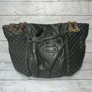 Juicy Couture Gray Quilted Leather Bag with Gold Chain